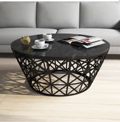 Resim Variant Stil Metal Mermer Desenli Orta Sehpa - Siyah Mermer 