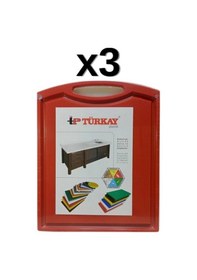 Resim 3'lü Türkay 32.5x26.5x2 Cm Saplı-oluklu Polietilen Kesme Tahtası Kesim Levhası Kırmızı 1244 