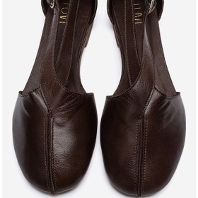 Resim Luvishoes Fable Kahverengi Cilt Hakiki Deri Yanları Açık Kadın Babet Ayakkabı 