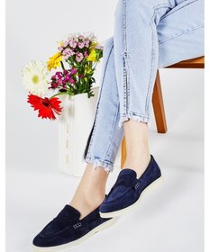 Resim Valmenti Bruna Kadın Lacivert Süet Hakiki Deri Loafer Ayakkabı 902 0208 Bn Ayk Y23 Lacivert 