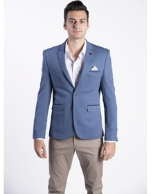 Resim Sposo G-194 Dar Kalıp Örme Kumaş İndigo Erkek Blazer Ceket İndigo 