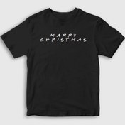 Resim Unisex Çocuk Siyah Friends Merry Christmas Yılbaşı T-Shirt 