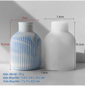 Resim Alçı & Taş Tozu & Epoksi Hobi Döküm Çalışmaları İçin Esnek Silikon Kalıp Vazo Çizgili J-298b 