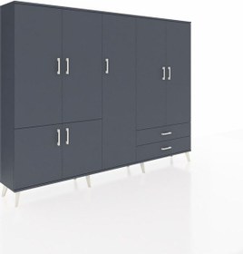 Resim Arges Dolap 12 Raflı 2 Çekmeceli 7 Kapaklı 220x30x163 Antrasit-an Antrasit-antrasit 