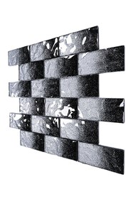 Resim MozaiKristaL Mutfak alnı ve iç dekorasyon için 48x98mm. Siyah Gümüş Sim Efekti, 30x30cm Fileli Kristal Mozaik. 