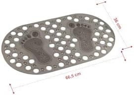 Resim Premium Serisi Banyo - Küvet İçi Kaydırmaz Vantuzlu Ayak Desenli Paspas 66,5 x 36,5 cm, Siyah 