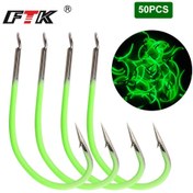 Resim FTK 30/40/50 adet / 1 kutu ISNI karanlıkta parlayan dikenli kanca Balıkçılık kanca Uzunluk 19mm / 42mm Alabalık, sazan, levrek ve tüm su türleri için uygun - Karanlıkta parlayan balıkçılık kanca! 