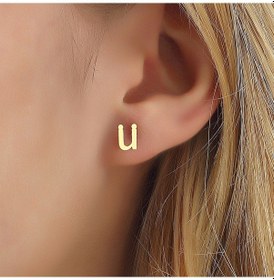 Resim Glorria Altın Ü Harfi Küpe 