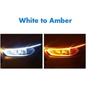 Resim 1 Adet Araba Drl Led Gündüz Farları Otomatik Akan Dönüş Sinyali Kılavuz Şerit Far Aksesuarları, Seçenek: 30cm White Yellow 30cm White Yellow 