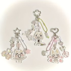 Resim Kedi Kolye ile Lobster Tokalı El Yapımı Beaded Kedi Anahtarlık - Sevimli Karikatür Kedi Şans, Kalp Şeklinde Bead Tasarımı, Dayanıklı Çinko Alaşım, Sevgililer Günü Hediyeleri için Mükemmel, Aile Anahtarlık Aksesuarı, Kedi Aksesuarları, Anahtarlık 