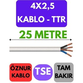 Resim Öznur 4x2,5 Ttr Kablo Metre Seçenekli Beyaz - 25 Metre 