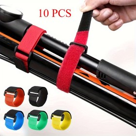 Resim 10 adet Ayarlanabilir Balıkçılık Çubuğu Bağlama Kayışları - Güvenli Çubuk Sabitleme Sarma Bantları, Dayanıklı ve Hafif, Gerekli Açık Hava Balıkçılığı Aksesuarları, Balıkçılık Çubuğu Bağlama Kayışları |Nontiept Sabitleme|Dayanıklı Bağlar 