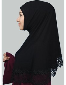 Resim Altobeh İkili Set Dantelli Pratik Eşarp Hazır Hijab ve Tesettür Bonesi XL - Siyah 