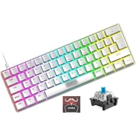 Resim Braventa Collection Vooka Trol Blue Switch Mini Rgb Oyun Klavyesi Mekanik 62 Tuşlu 18 USB Tip-C Kablosu Beyaz 
