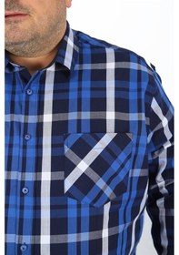 Resim Mocgrande Büyük Beden Erkek Cepli Gömlek Colourful Square 23364 L 