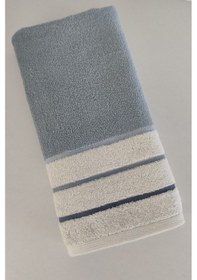 Resim İndigo Mavi Çizgili El/yüz Havlusu - Ipliği Boyalı Yüz Havlusu 