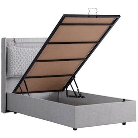 Resim Setaymobilya Baza, Zagreb Tek Kişilik Baza + Başlık + Comfort Yatak, Açık Gri 