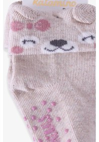 Resim Breeze Kız Bebek Soket Çorap Abs Li Hayvancık Desenli Bej (6 Ay-2 Yaş) 