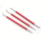 Resim 3'lü Suni Deri El Sanatları Modelleme & Kabartma Alet Seti - Dayanıklı Paslanmaz Çelik ile Rahat Tutuş Kırmızı Saplar | DIY Deri İşleri, Oyma, Basma & Skiving için İdeal, Suni Deri İşleme Araçları 