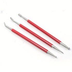 Resim 3'lü Suni Deri El Sanatları Modelleme & Kabartma Alet Seti - Dayanıklı Paslanmaz Çelik ile Rahat Tutuş Kırmızı Saplar | DIY Deri İşleri, Oyma, Basma & Skiving için İdeal, Suni Deri İşleme Araçları 