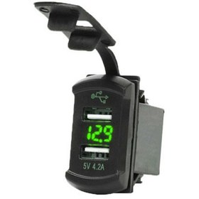 Resim Ekranlı 5V 2.1A Çift Çıkışlı Usb Şarj Modülü Yeşil 