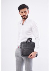 Resim Derinss Dub3075 Hakiki Deri Gri Gölge Macbook Ve Notebook Çantası 001 