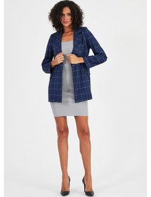 Resim Alexandergardı Ekoseli Astarsız Cepli Kruvaze Blazer Ceket B24-00202 001 