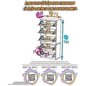 Resim Eliusta Sho Beş Düşer Kapaklı Ayakkabılık Beyaz Renk 72 Cm Asma 72x193x26 Cm Ayakkabılık Beyaz 