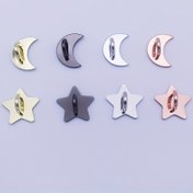 Resim 2 Adet Metal DIY Telefon Kılıf Aksesuarı Yapışkanlı Yıldız ve Ay Şekilli Taban Askı Kancası Evrensel Askı 