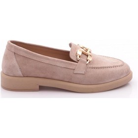 Resim Dgn 706 Kadin Aksesuarli Loafer Ayakkabi Bej Süet 
