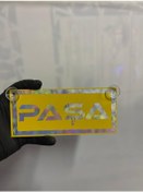 Resim Sarı Renk Üzeri Hologram Renk Paşa Yazılı Vantuzlu Cam Süsü 