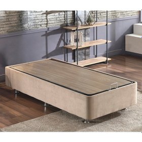 Resim Nironyatak Niron Ela Baza - 90X200 Cm Tek Kişilik Sandıklı Sütlü Kahve Kumaş 