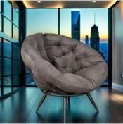 Resim Home Tekli Koltuk Berjer | Yastıklı ve Minderli | Geniş Oturma Alanı | Paris Tasarım - Füme 