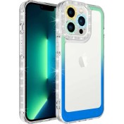 Resim M.TK Moveteck Apple iPhone 12 Pro Uyumlu Kılıf Kamera Lens Korumalı Parlak Simli ve Renkli Arkası Şeffaf 