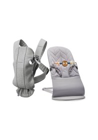 Resim Babybjörn 2'li Set Pastel Oyuncaklı Bliss Ana Kucağı Petal Woven & Kanguru Mini 3d Jersey Light Grey 