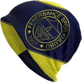 Resim Erkekler ve Kadınlar için Fenerbahçe Retro İnce Skullie Bere - Takım Logolu Yumuşak Esnek Örgü Kayak Şapkası, Lacivert & Sarı Çizgili Unisex Kışlık Spor Fanları İçin 