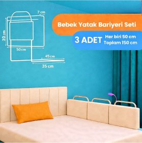 Resim Miralay Yeni Nesil Yatak Bariyeri 50 x 30 Cm Bej 3 Adet 