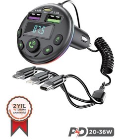 Resim Torima G14 36W PD Şarj Özellikli Dijital Göstergeli Bluetooth Fm Transmitter 