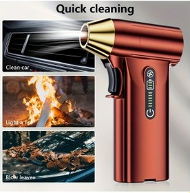 Resim Fochsia Red Renkli 130000 Rpm Yüksek Güçlü Portatif Turbo Fan Fırçasız Motor Usb Şarjlı Üfleyici 