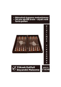 Resim Premium Seri Yüksek Kaliteli Çizilmez Yıpranmaz Mıknatıslı Kapama Antik Osmanlı Turası Tavla Takımı 