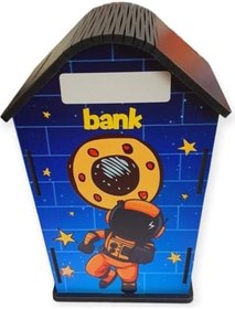 Resim Ahşap Ev Kumbara Uzay Temalı 