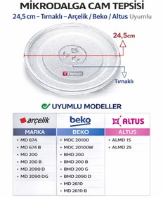 Resim Arçelik Mikrodalga Fırın Döner Cam Tabak 24,5cm Çapında Tırnaklı Borcam Tepsi Orijinal 