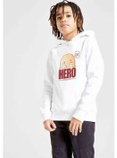 Resim One Punch Man Hero Baskılı Unisex Çocuk Kapüşonlu Beyaz Sweat 