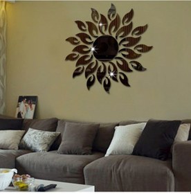 Resim Sones Ayçiçeği Ayna Duvar Sticker Yatak Odası Oturma Odası Dekorasyon Duvar Stickerları Siyah 