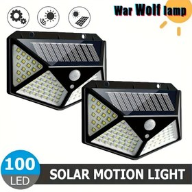 Resim 2/4 adet Güvenlik Işığı Dış Mekan 100 LED Işık Boncukları Güneş Enerjili Hareket Sensörlü Duvar Işığı Bahçe Dekorasyonu için Bahçe Döşeme Işığı, Garaj Sokak Işıkları Güneş Enerjili Fener Duvar Lambası 
