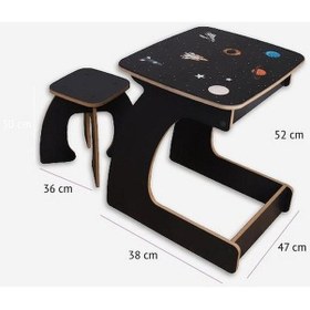 Resim Space Uzay Aktivite Çocuk Masası Ve Tabure Siyah 