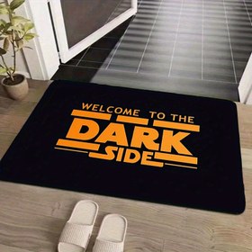 Resim "Karanlık Taraf'a Hoş Geldiniz" Flanel Paspas - Yumuşak, Konforlu, Makinede Yıkanabilir, Giriş Yolu, Banyo, Çamaşır Odası, Yemek Alanı, Yatak Odası için İdeal - Dayanıklı, Temizlemesi Kolay, Cesur Siyah & Turuncu Tasarımlı Dekoratif Paspas, İç Mekan Paspası|Kalın Yazı Tasarımı|Yumuşak Dokulu Paspas 