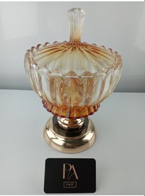 Resim Kristal Gondol Kapaklı Şekerlik Sunumluk Söz Nişan Kız İsteme Çikolatalık Dekoratif Obje Biblo Süs Eşya Gold 