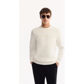 Resim AVVA Erkek Ekru Bisiklet Yaka Pamuklu Bi-Stretch Baskılı Regular Fit Sweatshirt A52Y1325 