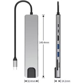 Resim Sanec Type-c Çoklu Dönüştürücü 87w Pd, Hdmı, 2x Usb 3.0, Rj45, Sd/tf Kart Girişli Hub 